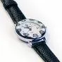 Часы Bottega Murano, черный ремешок, серебристая оправа, обод стеклотон