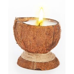 Свеча-эко ручной работы Coconut в скорлупе кокоса, d 8-10, h 9-12см, Aromatte