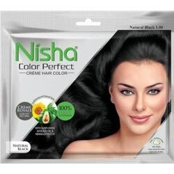 Крем-краска на основе хны, Чёрный с коричневым отливом № 2, Nisha, 50 гр