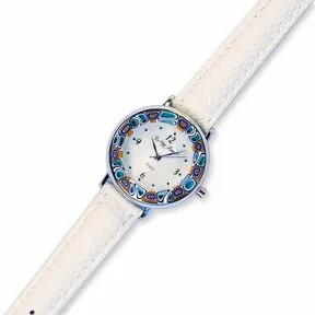 Часы Bottega Murano, белый ремешок, серебристая оправа