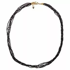 Ожерелье, бисерная нить, 6 нитей,  цвет 03,  черный, золотистая фурнитура, Bottega Murano